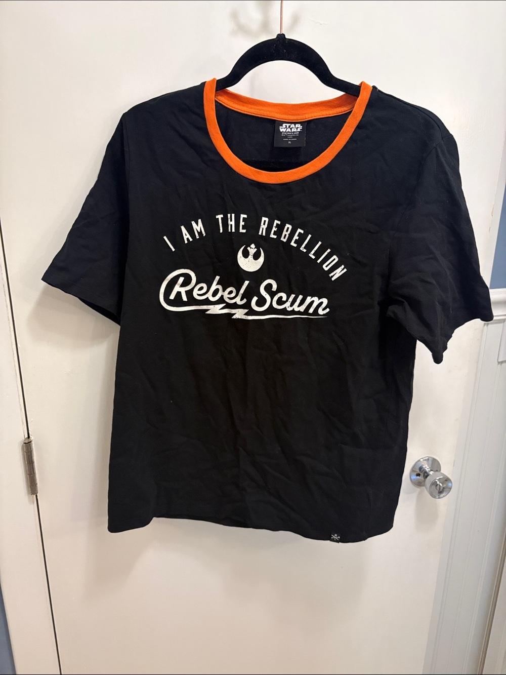 Star Wars Black Tee with Orange Neck - "Rebel Scum" Graphic